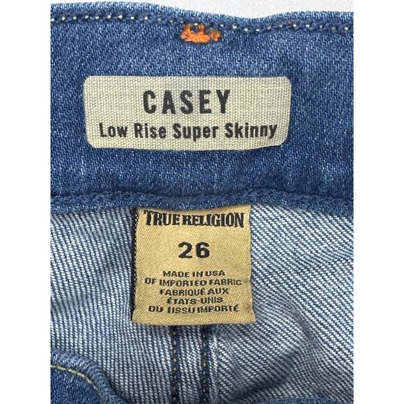 True Religion Women's Casey Low Rise Super Skinny Blue Denim Jeans -26 (27x30.5) - Picture 4 of 5